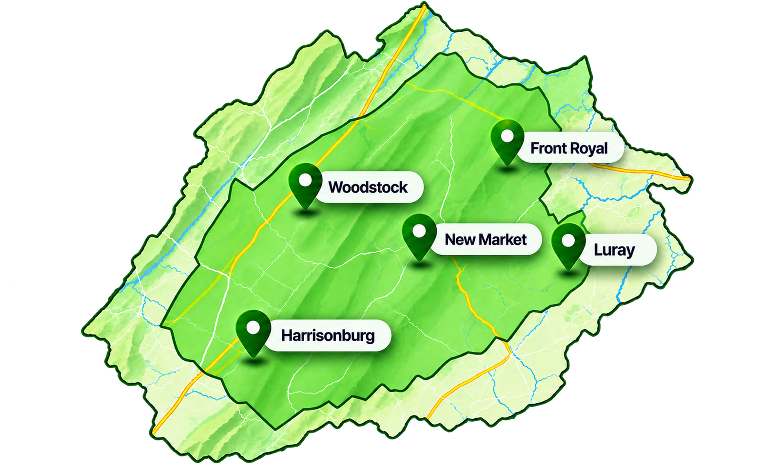 CCR Shenandoah Valley service area map